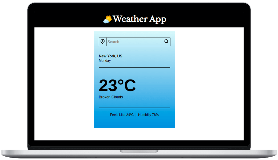A device showing screenshot of weather app